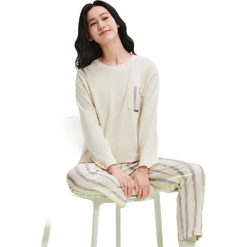Women s Pure Cotton Long Sleeve Pullover Homewear Set M