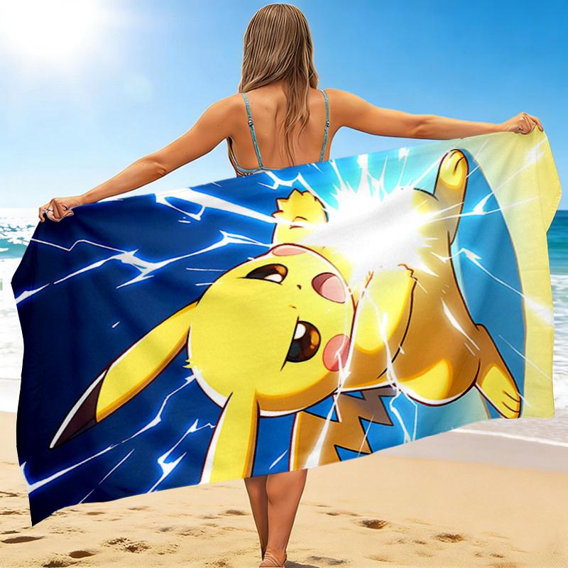 1Pc Pikachu'S Electric Burst Beach Towel, Quick Dry, Multi-Use for Beach Pool Gym Yoga Home Travel, Christmas, Halloween, Xmas Gift M92964