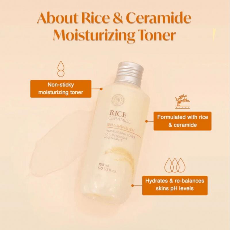 The Face Shop Rice & Ceramide Moisturizing Toner 150ml,Strengthens Skin Barrier