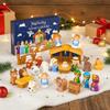 2025 Christmas Countdown Calendar 24 Pcs Christmas Advent Calendar Miniature Toys Scene of Jesus' Birth Nativity Figurine Set