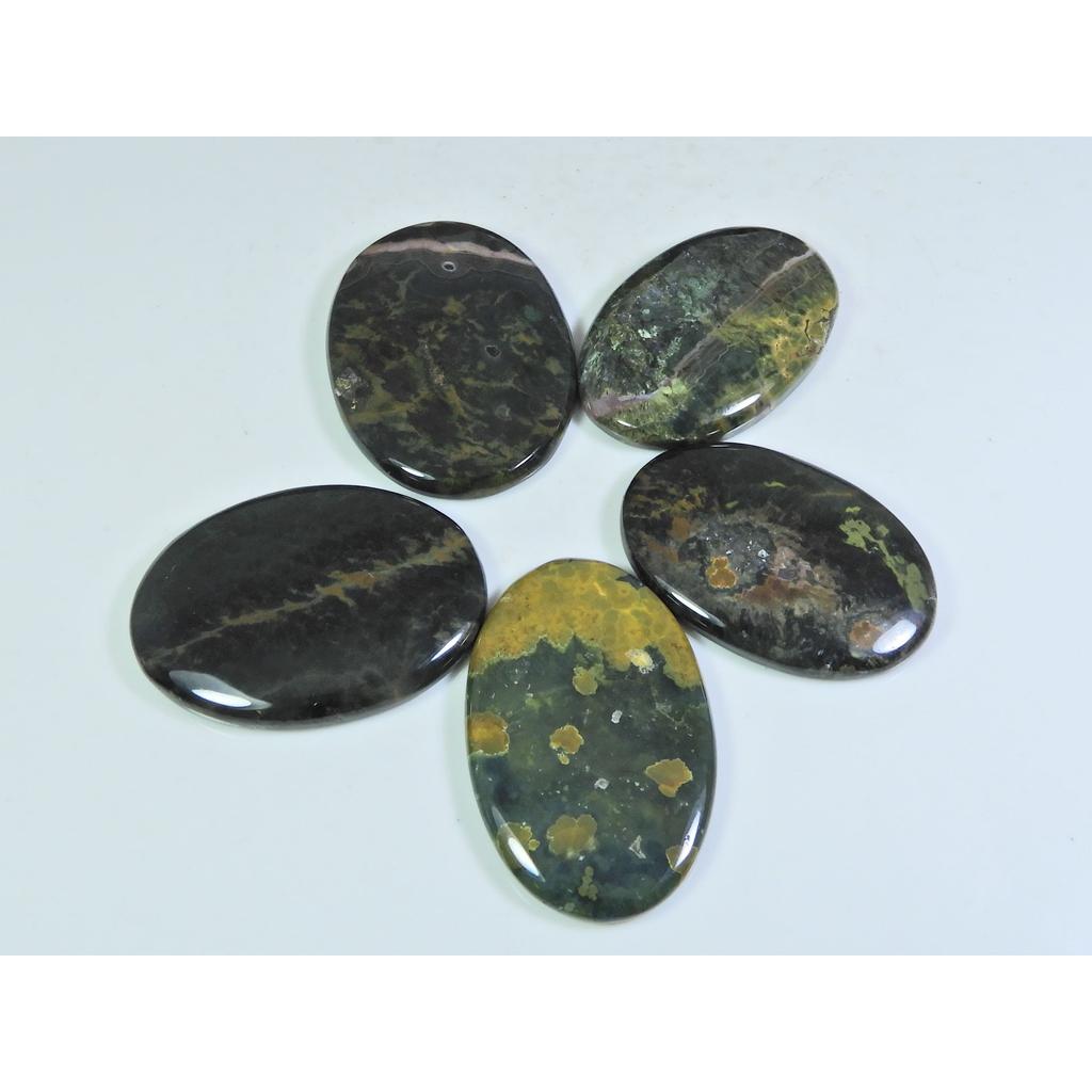 214Cts. Natural Ocean Jasper Oval Shape Cabochon Loose Gemstone 05 Pcs Lot C-311