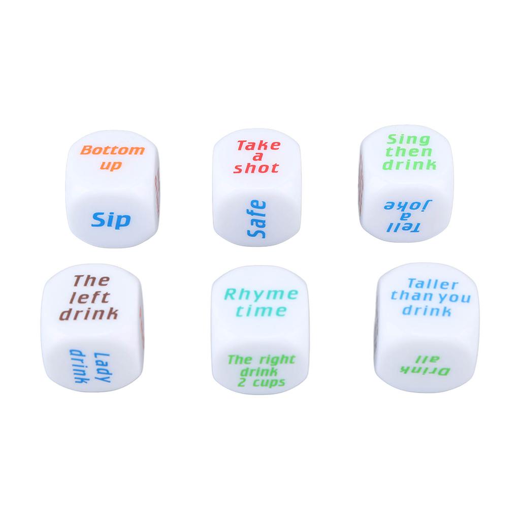 6PCS Large Drinking Dice Set Drinking Game Dice Bar Turnt Drunk Frenzy Party Rolling Decider White