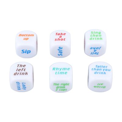 6PCS Large Drinking Dice Set Drinking Game Dice Bar Turnt Drunk Frenzy Party Rolling Decider White