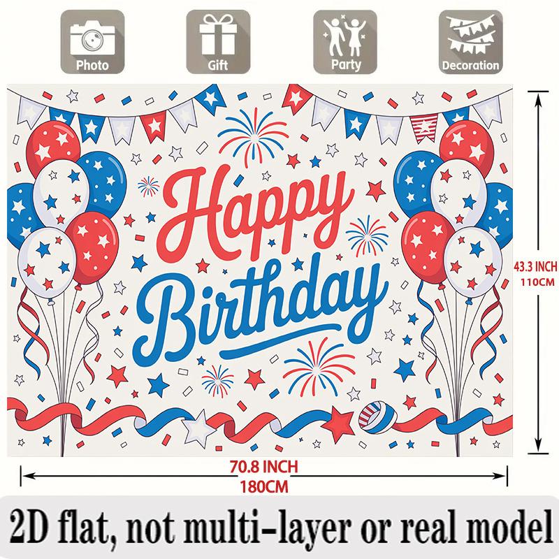 Balloons Confetti Birthday Banner, Colorful Photo Backdrop Wall Decor for Party