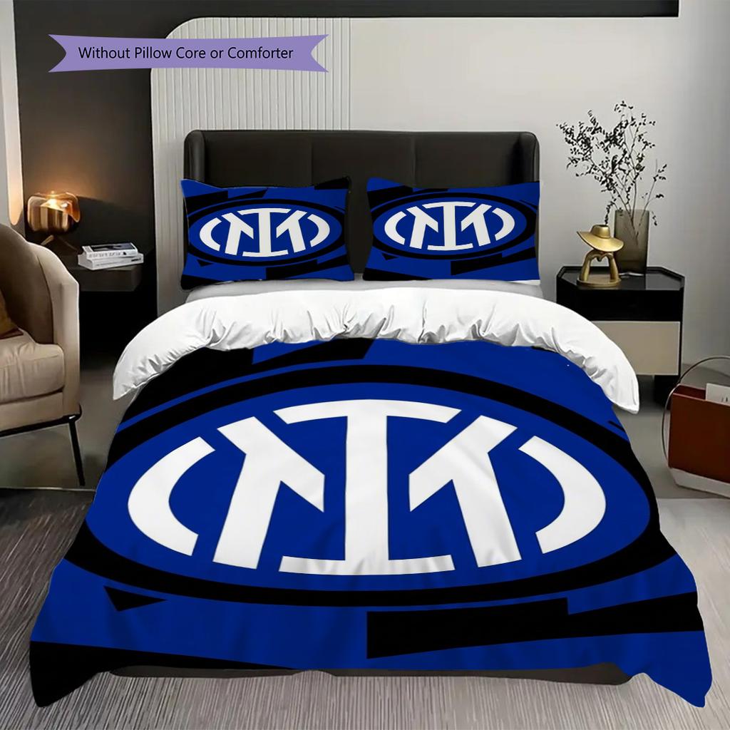 Set tre pezzi Design Emblema Inter (1 * copripiumino + 2 * federa, senza nucleo) Regalo di compleanno di Natale Copripiumino e federa