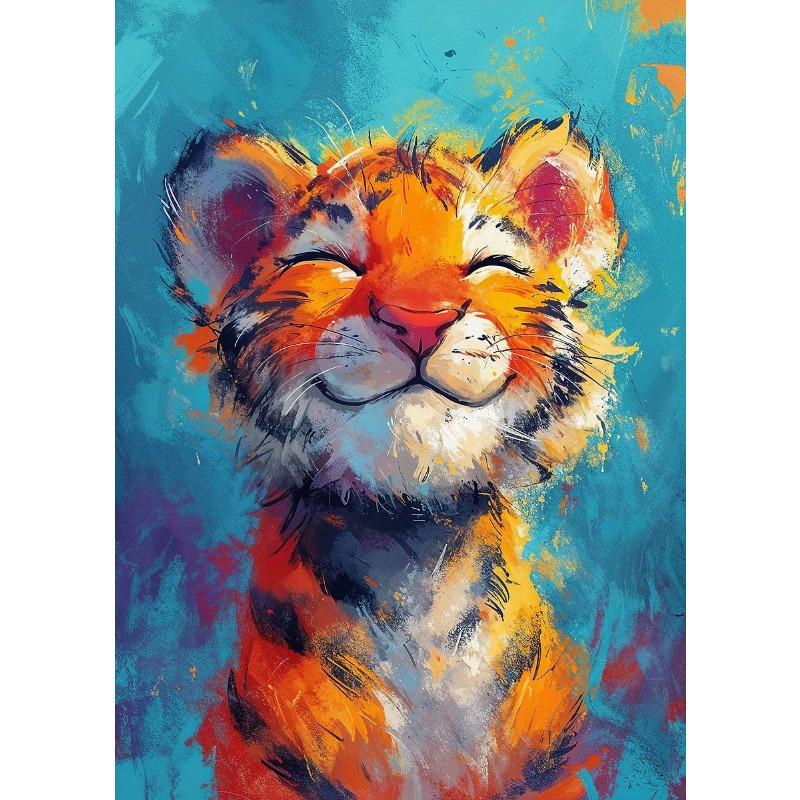 Cute interesting Colorful furry animals Poster Watercolor Print Canvas Painting Wall Art Picture Home Modern Kid Room Decoration