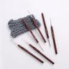 16pc Brown-Handled Single-Pointed Crochet Hooks - Perfect for Yarn & Lace Crafting, Portable & Ideal for Crafting Essentials