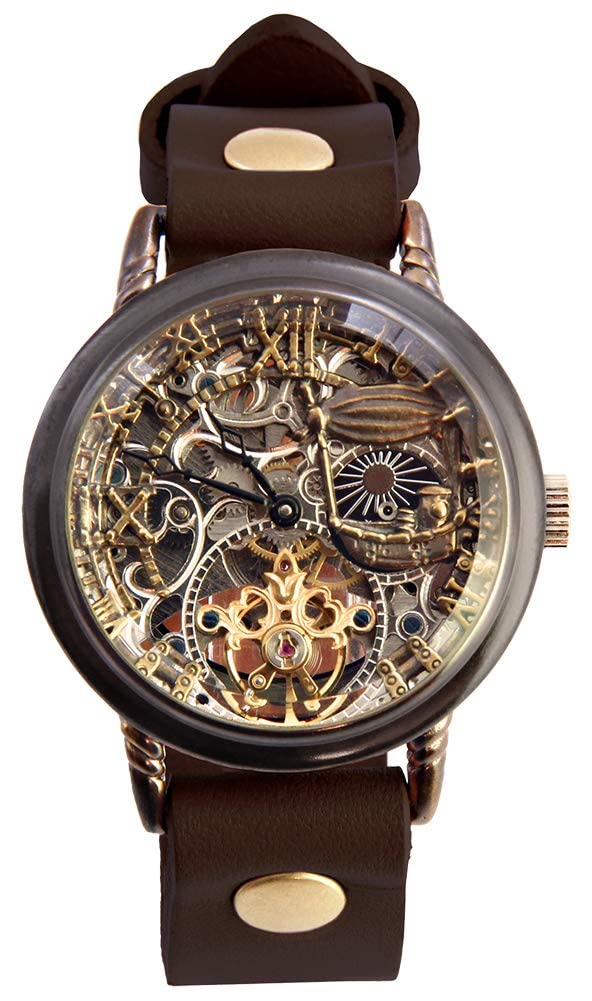 

Moola Watch Rebic Manual Winding Made in Japan Skeleton RER-30B (L, Brown)