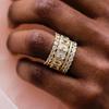 Huitan 4Pcs/Set Temperament Women Ring Full Shining CZ Luxury Party Wedding Lady Wearable Accessories Chic Jewelry for Versatile