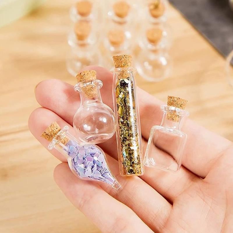 10pcs Clear Glass Containers Jars Bottles with Cork Tops Set For Creative Pendant Or Home Office Decorative Use