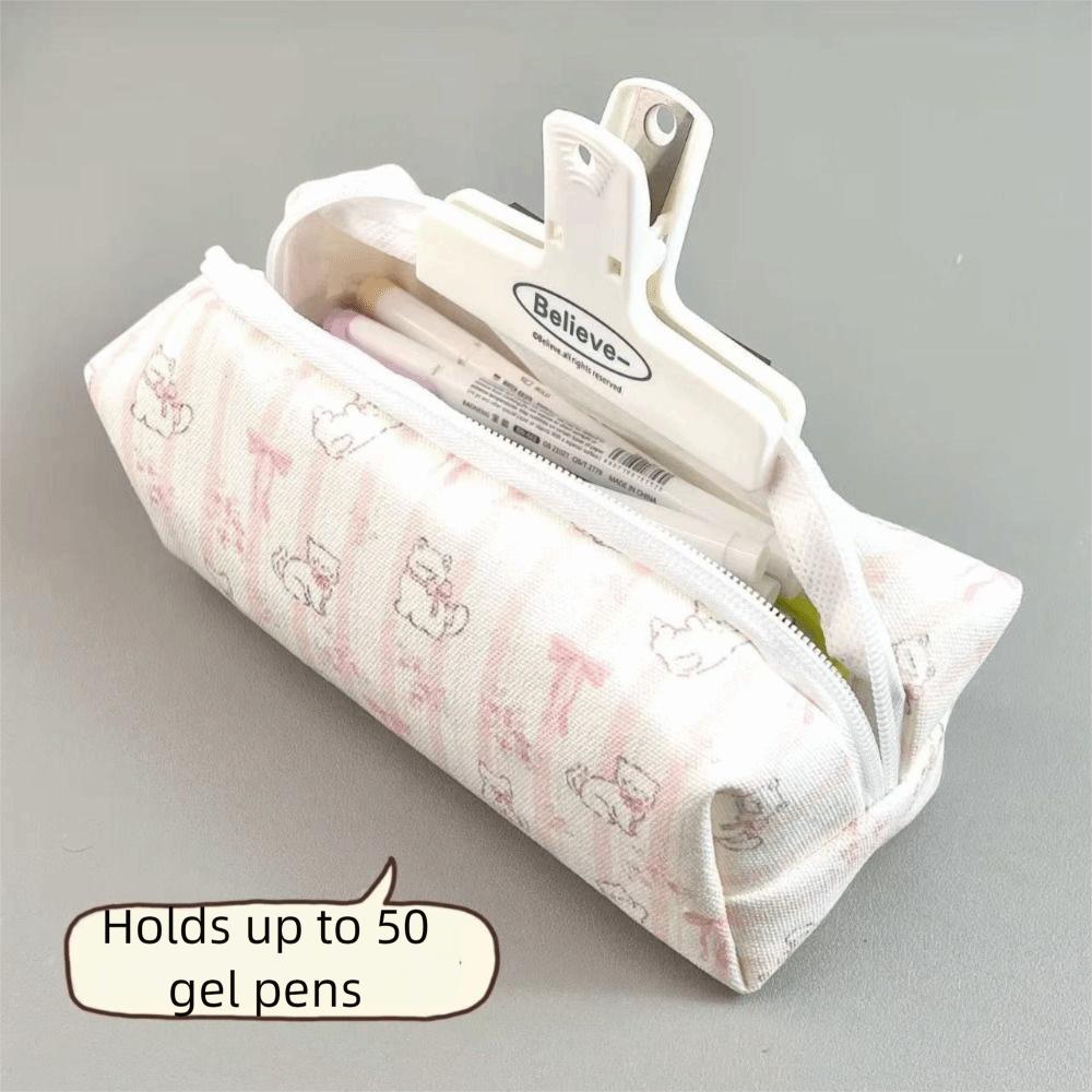 Cute Bow Cat Pen Bag Large Capacity Multifunctional Stationery Bag Storage Bag Gift