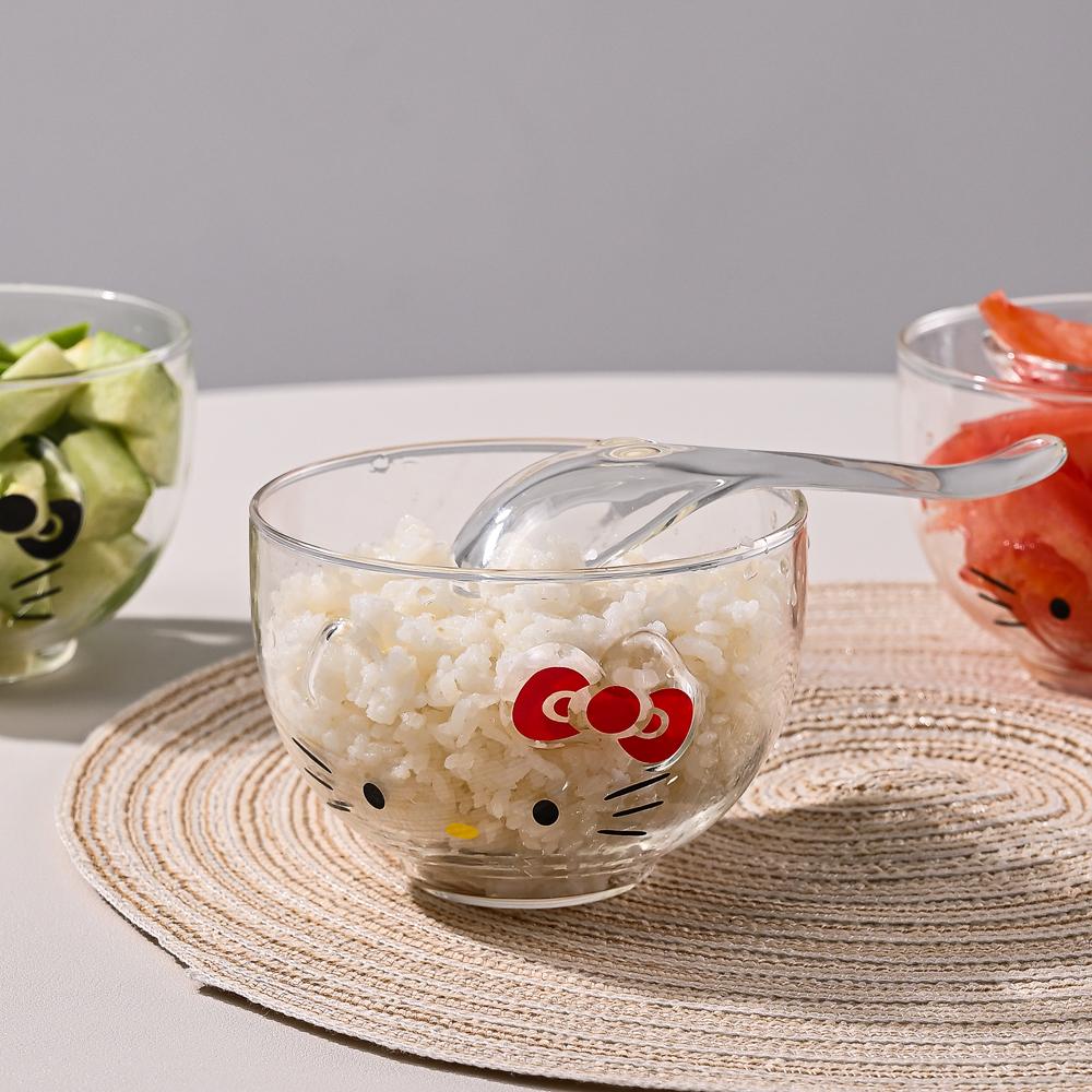 Cute Cartoon Cat Glass Bowls Set Thickened Clear Bowl Heavy Duty for Home Use Perfect for Snacks Fruits and Desserts