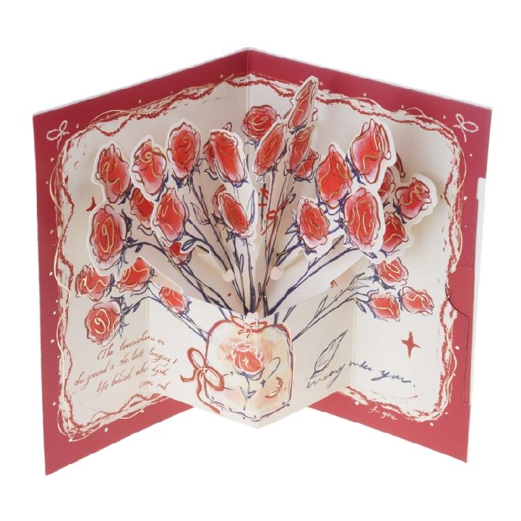 

Unique 3D Greeting Card Rose Flower Popup Cards Perfect Gift for Valentines Day 1