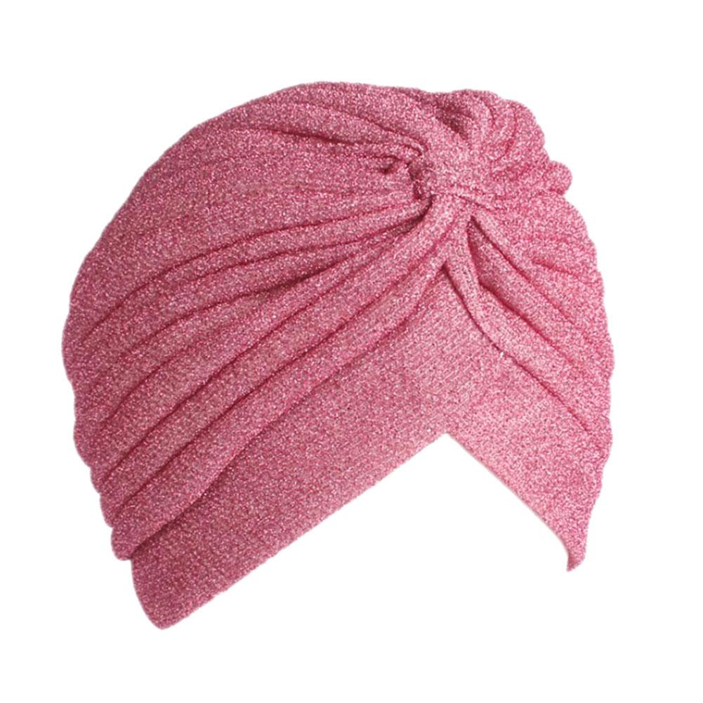 Bonnets Turban Twist Mode Femmes Nœud Musulman Hijab Paillettes Or Argent Chapeau Indien Hommes Décontracté Couleur Unie Simple Foulard