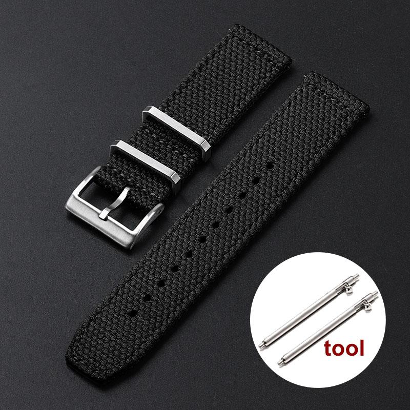 Genuine Linen Nylon Watch Strap 20mm 22mm for Omega Business Cotton Fabric Bracelet Breathable Woven Sports Strap for Men Women