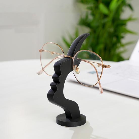Szklany uchwyt w kształcie twarzy Abstrakcyjny stojak do ekspozycji okularów przeciwsłonecznych z boczną twarzą Organizer do przechowywania na biurko Drukowany 3D do domu, biura, sypialni, stolika nocnego, dekoracji biurka