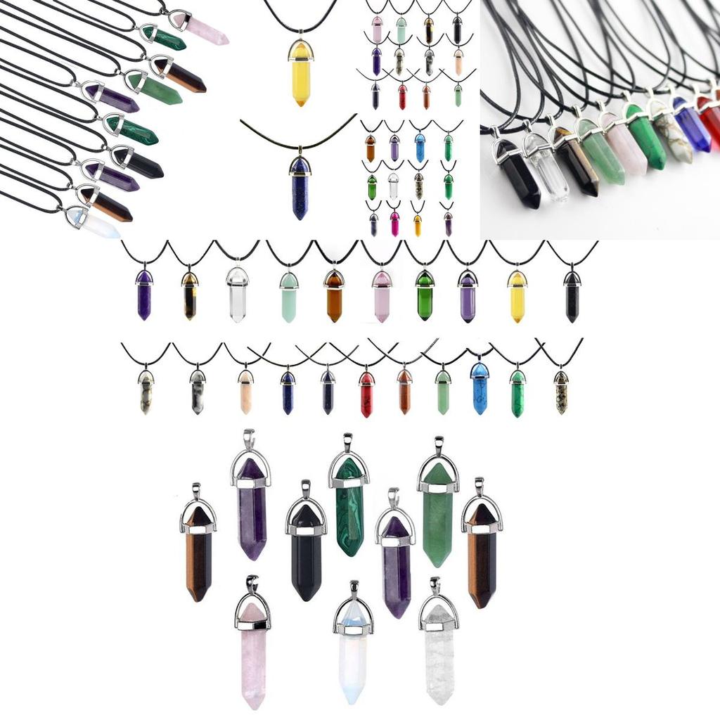 Beautiful Natural Crystal Stone Necklace With Unique Hexagonal Pendant For Healing