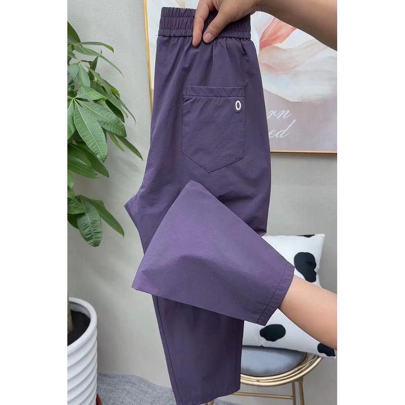 

Европейские товары Тонкие дышащие сетчатые быстросохнущие брюки гарем для женщин 2024 лето Высокая талия Стройнящие Эластичные укороченные брюки папины Violet L