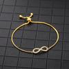 Gold Plated CZ Infinity Symbol Adjustable Bolo Bracelet, Sparkling Love Forever Charm Bracelet for Women