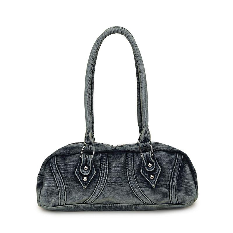 

Summer new niche design high-end fashion bag portable shoulder oblique span locomotive women s bag джинсовий синього кольору