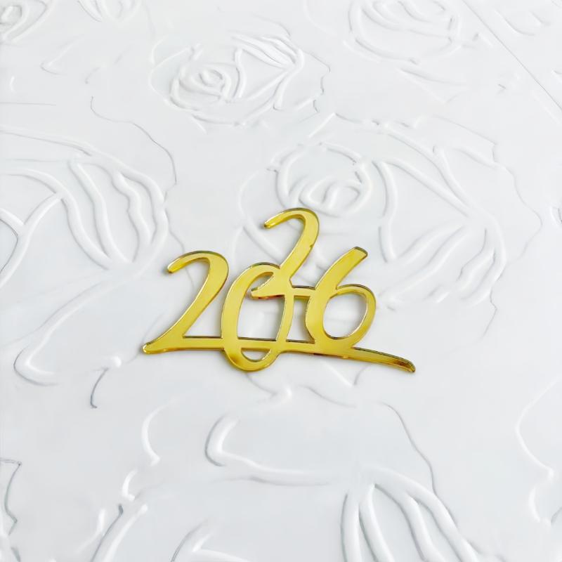 1Pc Gold 2026  Year Cake Topper Xmas Cupcake Topper Christmas  Year Party Cake Decorations
