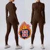 Winter Warm Fleece Tight Jumpsuit Yoga Fitness Dance Cycling Jumpsuit Zipper Tight Jumpsuit Pilates Sports Warm Training Jumpsuit
