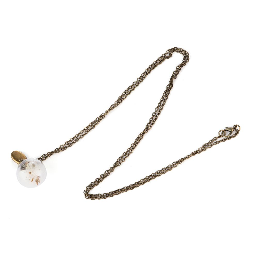 Fashion Gift For Her New Dandelion Dandelion Wishing Necklace Clear Crystal Ball Pendant Handmade
