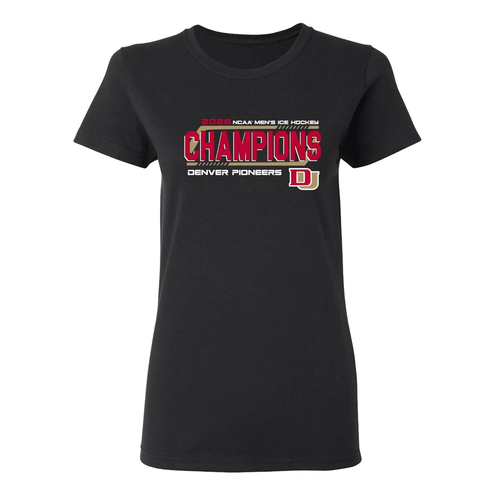 Denver 2026 Hockey National Champions Hockey Frame Womens T-Shirt - Black L