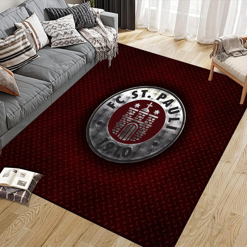 FC St. Pauli Flannel Pattern Square Carpet,Area Rug,Carpet Rug for Living Room Bedroom Sofa Playroom Decor,Non-slip Floor Mat