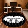 1pc Sweet Bow Round Chair Mat Office Area Rug - Non-Slip, Floor Mat for Office, Bedroom, and Indoor Decor P127146