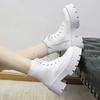 Autumn Winter New Soft Leather Ankle Boots Ladies Shoes Platform Lace Up Chelsea Black White Short Botas Thick Heeled Botines