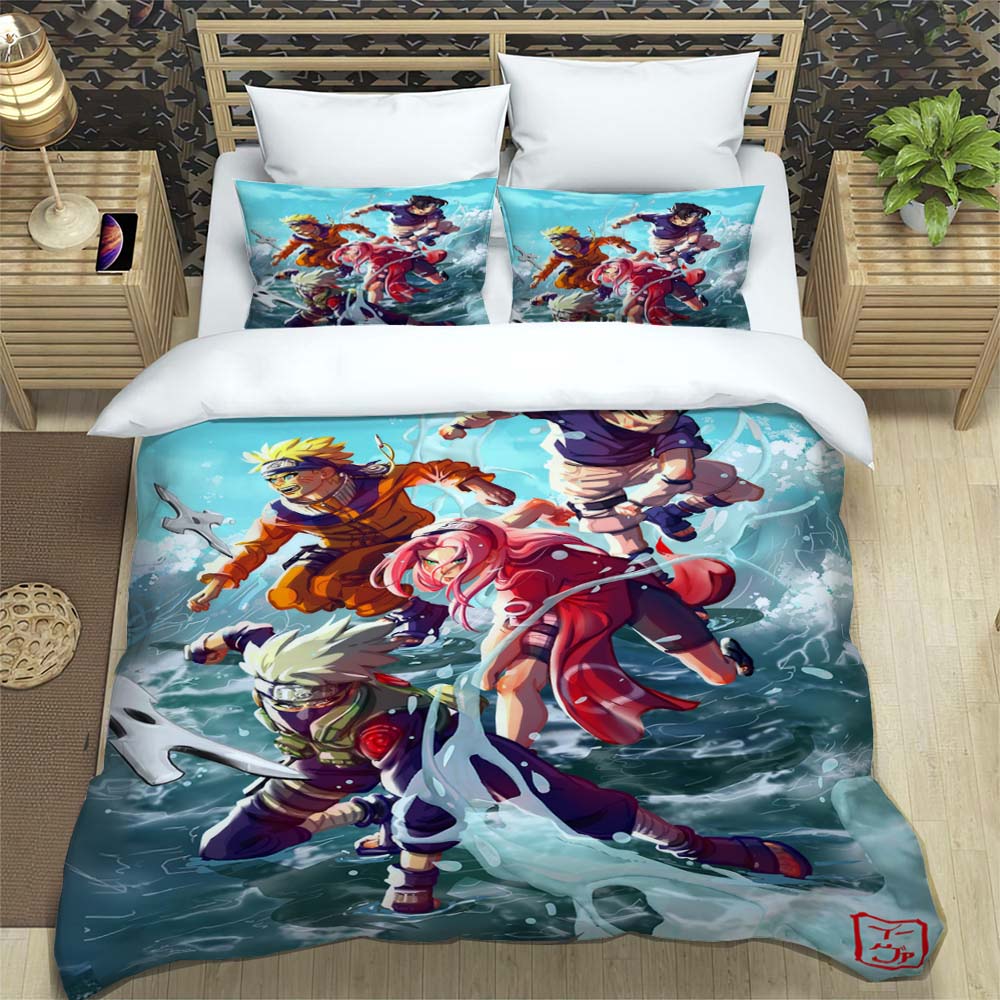 

New 3D-Printed Cartoon Anime Uzumaki Naruto Bedding Set – Duvet Cover Set – A Luxurious Gift for Teens, Suitable for Double/Sing 135X200cm