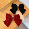 Claret Red Velvet Bow Hair Clip: Large Spring Clip for Women - Perfect for New Year & Christmas Hairstyles