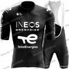 Ineos Grenadier 2025 Set Maglia da Ciclismo Uomo Abbigliamento Estivo per Ciclismo Maglia Bianca per Bici da Strada Completo Pantaloncini con Bretelle da Donna per MTB