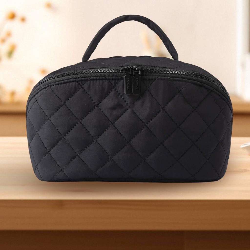 Cotton Travel Makeup Bag with 5 Dedicated Pockets Cosmetic Organizer Cosmetic Bag for Women Toiletries Accessories Brushes