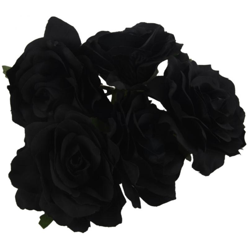 Rosenblüten-Haarspange, Tänzerbrosche, 5er-Pack, Schwarz