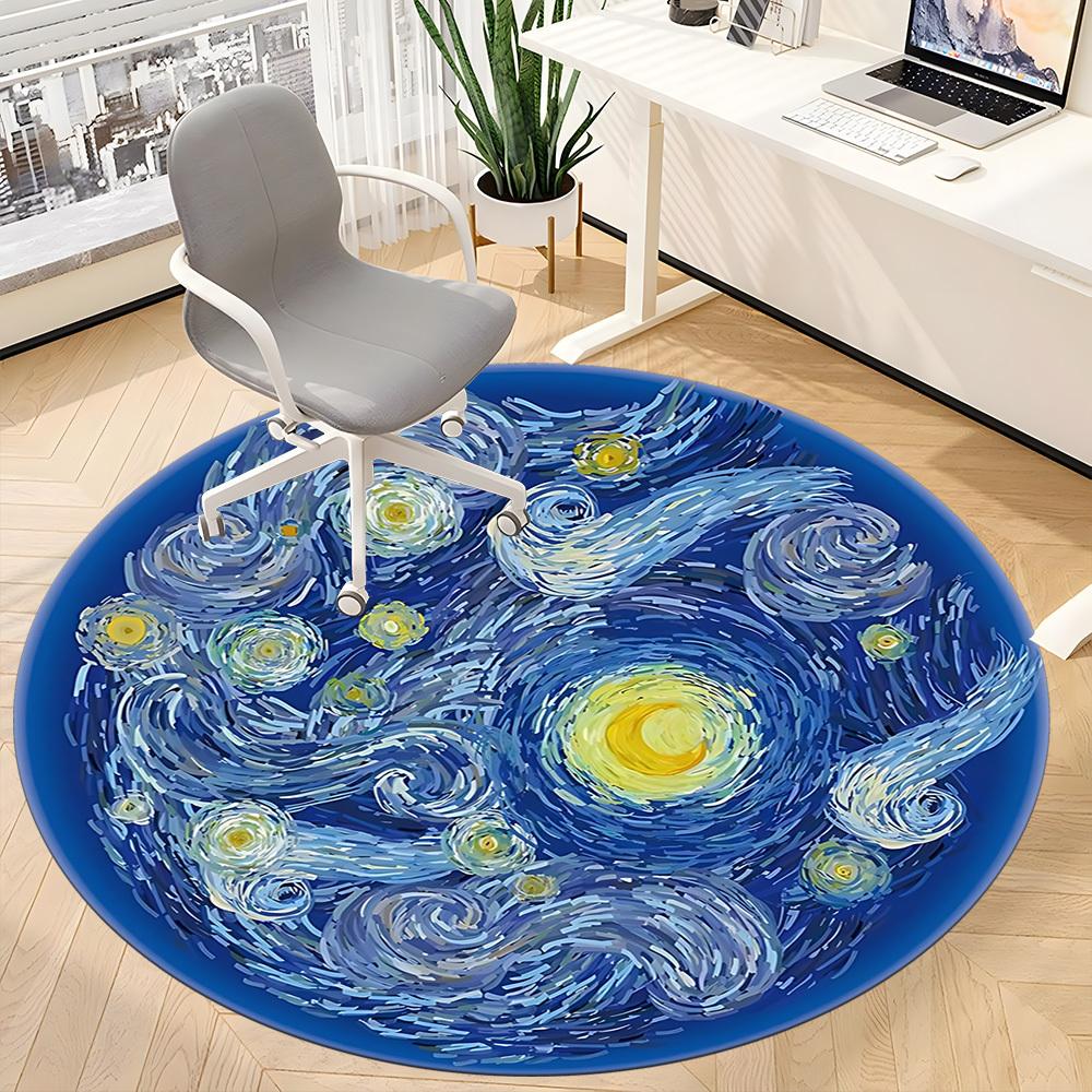 1pc Starry Night Carpet for Office Non-Slip, Round Carpet, Soft & Comfortable, Carpet for Office, Lightweight Round Floor Mat