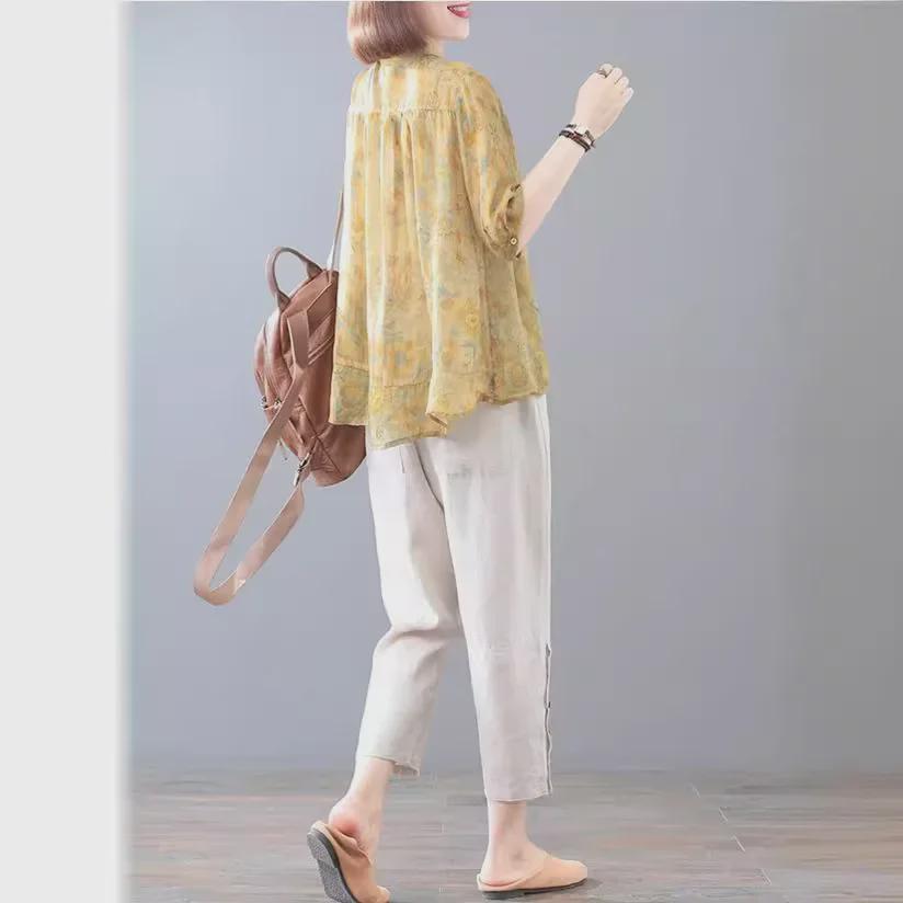 Női 2023 Nyári Virágos Rövid Ujjú Pamut Vászon Kétrészes Szett - Laza Szabású, Karcsúsító Koreai Stílusú Ruha