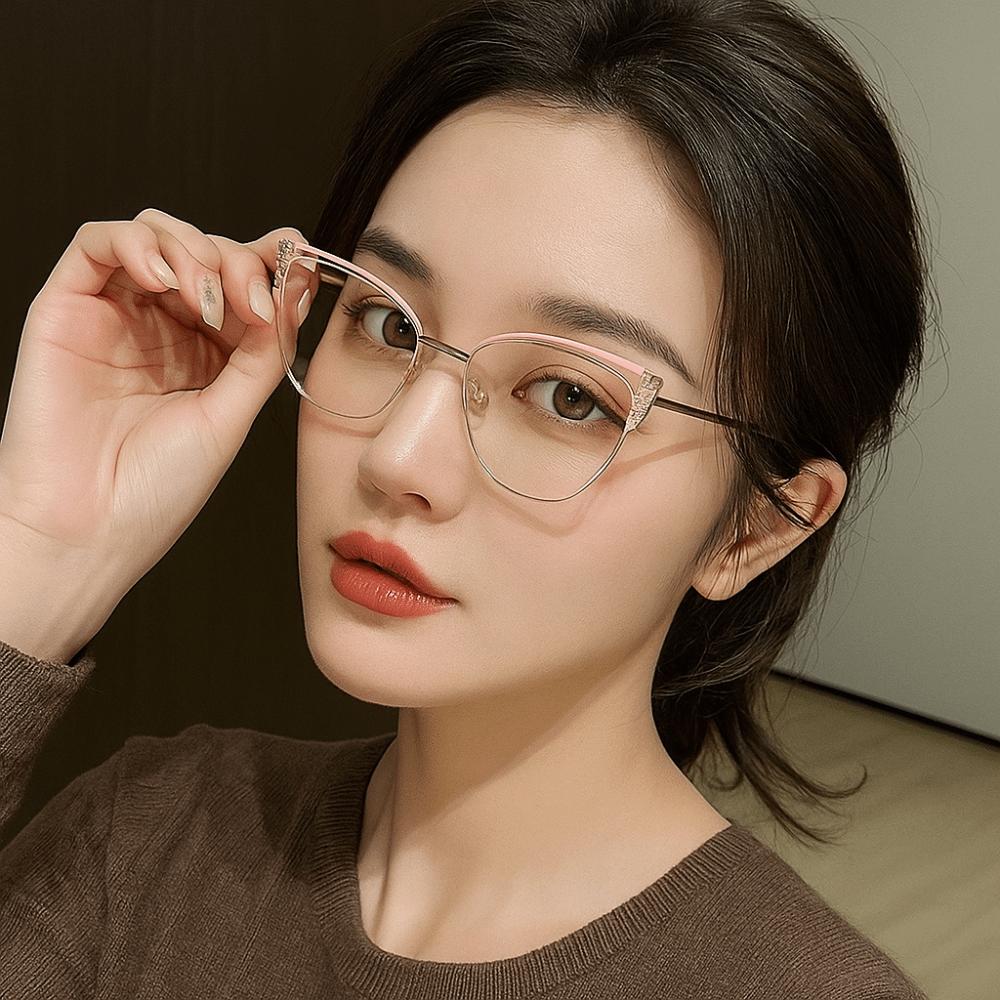 Rhinestone Studded Anti-blue Light Glasses Transparent Computer Eyewear  Student