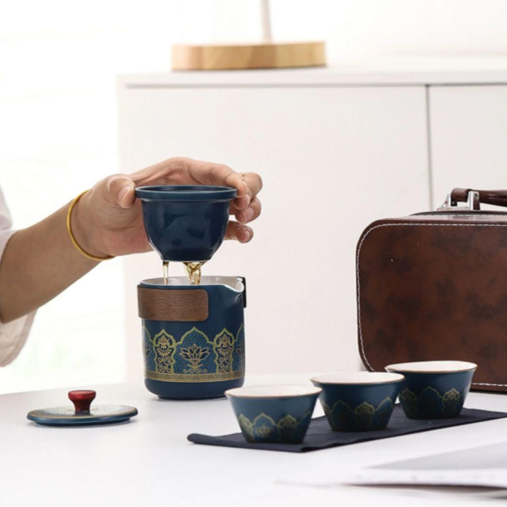 With Handle Travel Tea Set Cerc Material Chinese Congou Tea Set Tea Making Equipment  Gift Giving