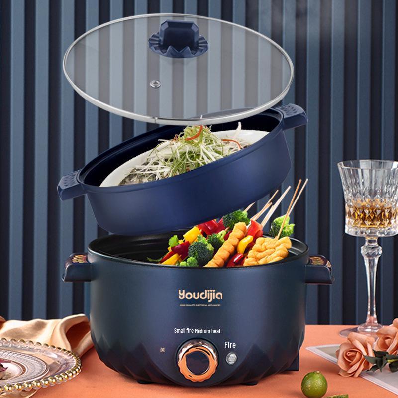 Multifunctional Electric Hot Pot & Frying Pan for Steaming, Stewing, and Noodle Cooking - Perfect for Dorms