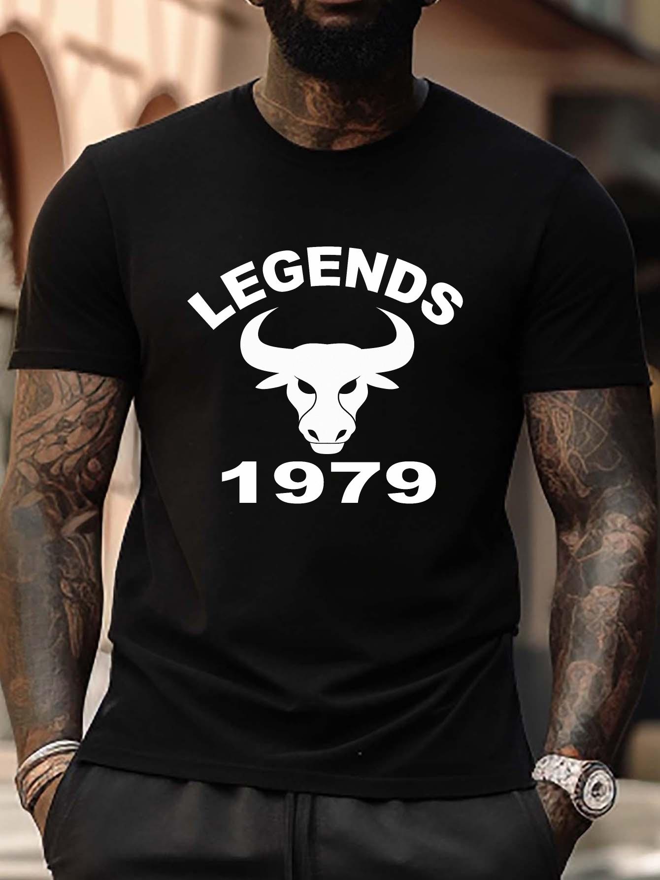 Plus Size Legends 1979 Graphic T-shirt - Black Bull Skull Design XXXL