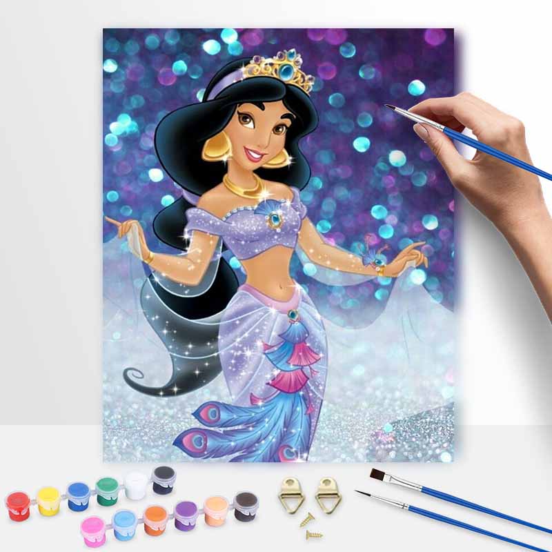 Disney oil painting Jasmine handmade diy art painting home decorationSparklePrincess 30x40cm
