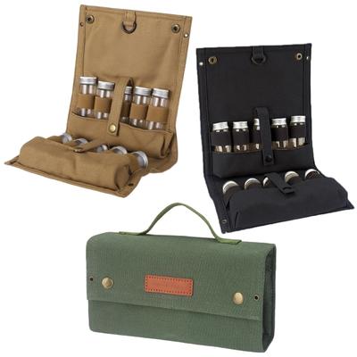 Canvas Seasoning Storage Bag Portable Spices Bag Camping Condiments Organizers with 10 Spices Jar For Outdoor Cooking