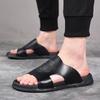 2025 new one-word slippers men wear summer trendy shoes casual black beach sandals 2083-Y