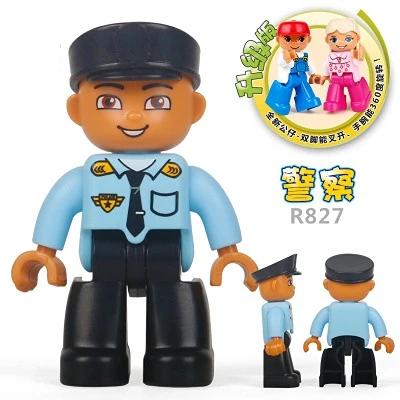 Compatible Large Building Blocks Figures Family Professional Roles Flexible Joints DIY Brick Toys