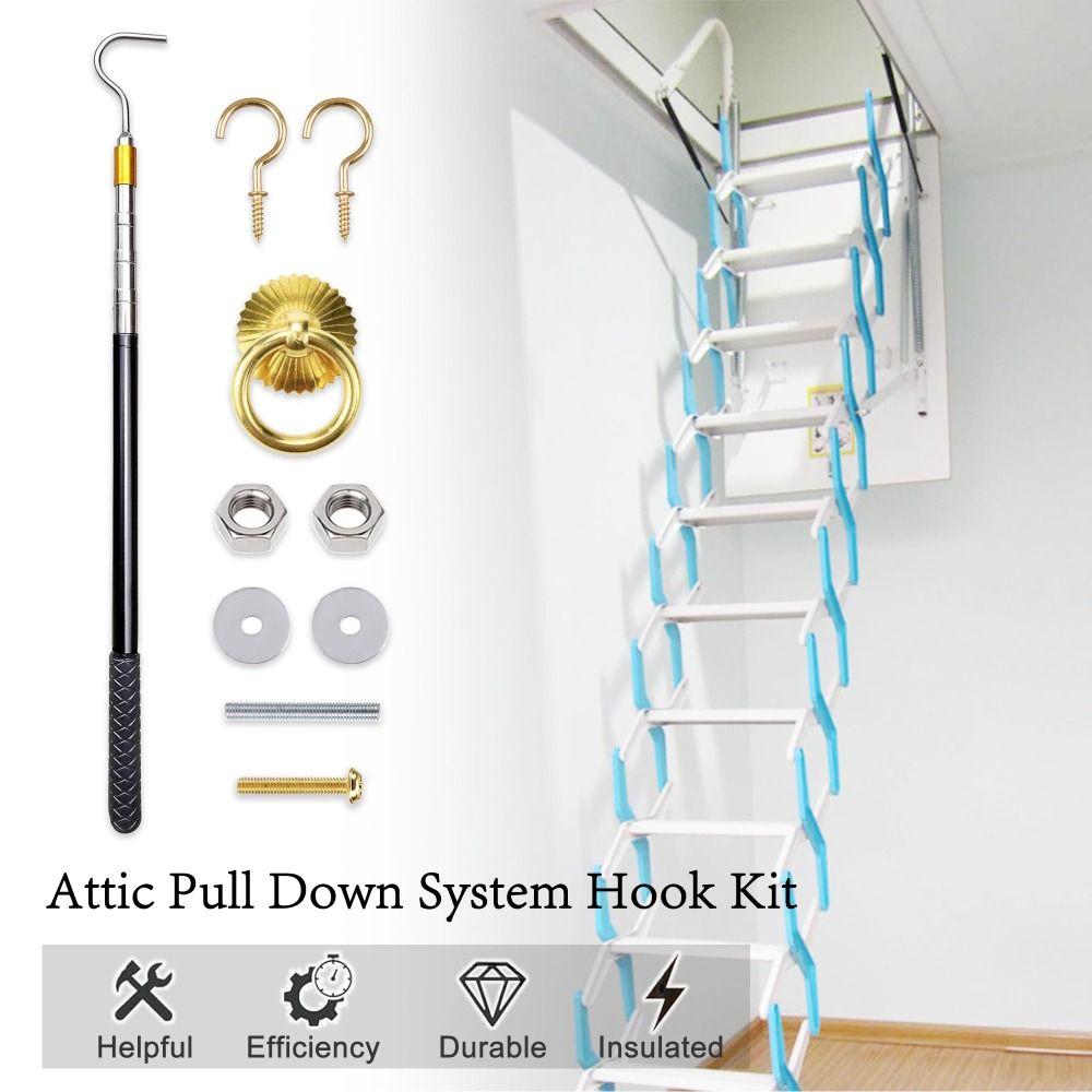 Infällbar Takvåningsstege Neddragbar Systemkit Splicingstege Neddragverktyg För Hem, Vindsvåning Hotell