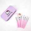 Hello Kitty Makeup Brush Set With Artificial Fiber Bristles Portable Pink Iron Box For Daily Beauty