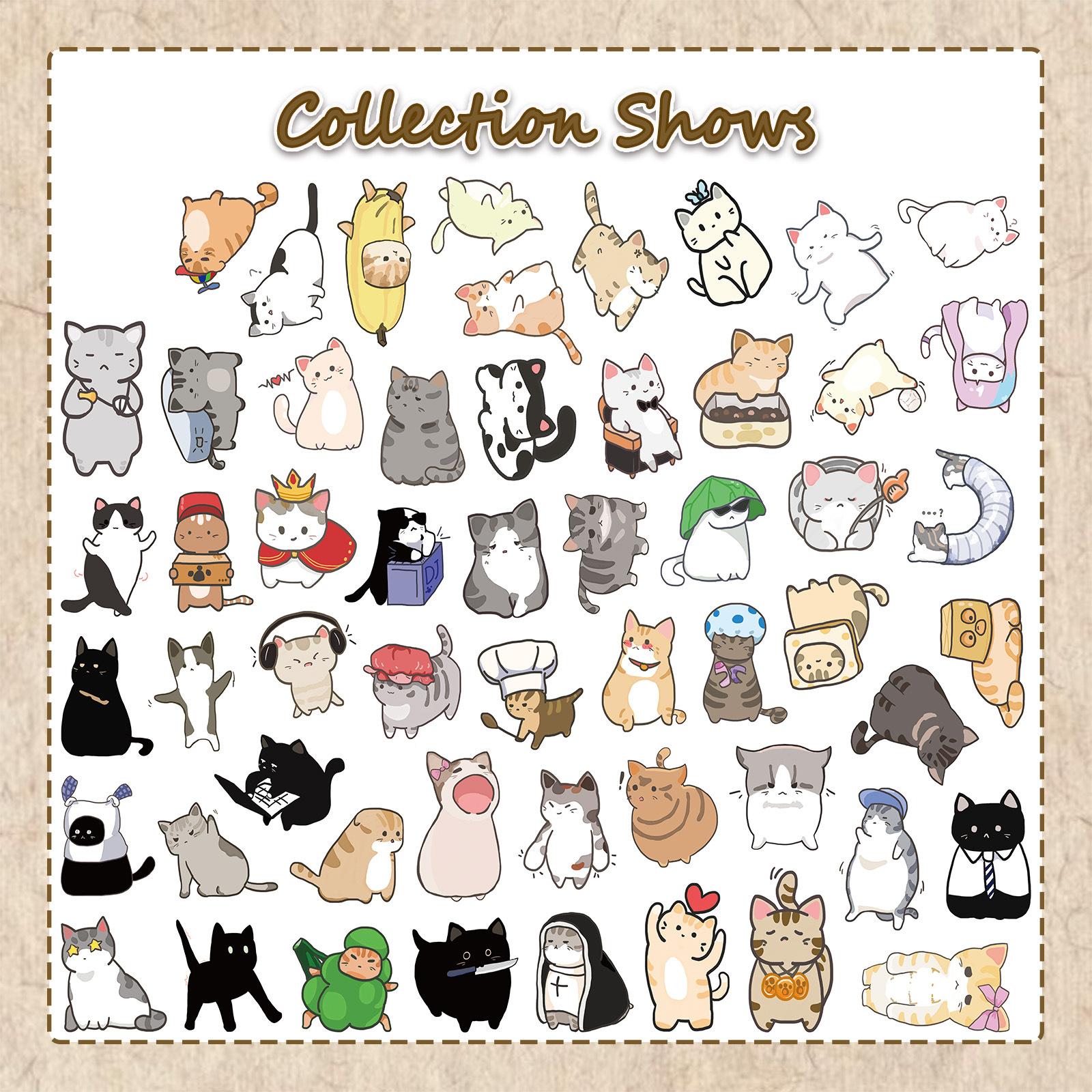 55 шт. Милые котики МЕМ Животные Мультяшные Граффити Наклейки Телефон Гитара Ноутбук Чемодан Кружка Водонепроницаемая Наклейка Детские Игрушки