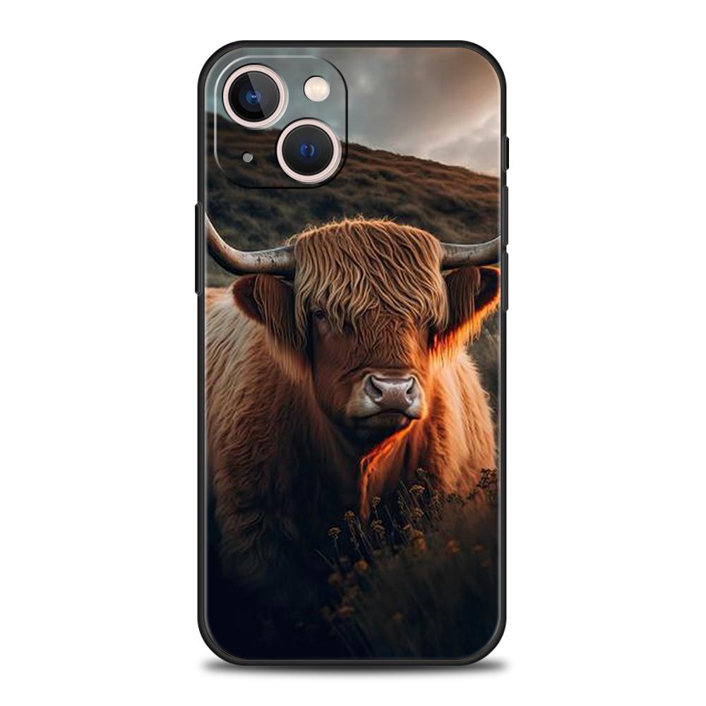 

Чехол для телефона Cover для iPhone 17 16 15 14 13 12 Pro Max 11 Pro Max 17 AIR Plus Ударопрочный Мягкий ТПУ Корпус Милая Шотландская Корова Fundas iPhone 16 Plus